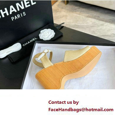 Chanel Fabric  &  Patent Calfskin Sandals G45555 Beige 2024